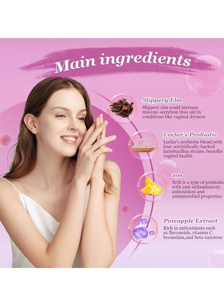 Wins Town 60 Count Women’s Probiotics Slippery Elm Feminine Gummies- with Slippery Elm and Prebiotics&Lactobacillus Probiotic Blend for Women’s pH Balance and Dryness - Hawaiian Pineapple Gummies Probiotics Women - Image 4