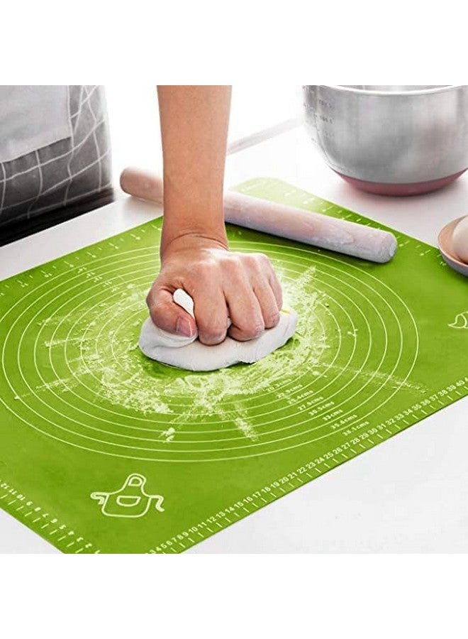 Carrot - Silicone Baking Mat Silicone Chapati Atta Kneading Mat Non-Stick Fondant Rolling Mat Stretchable for Kitchen Roti Chapati (Baking Mat 50 * 40 cm) (Green, 1) - Image 3