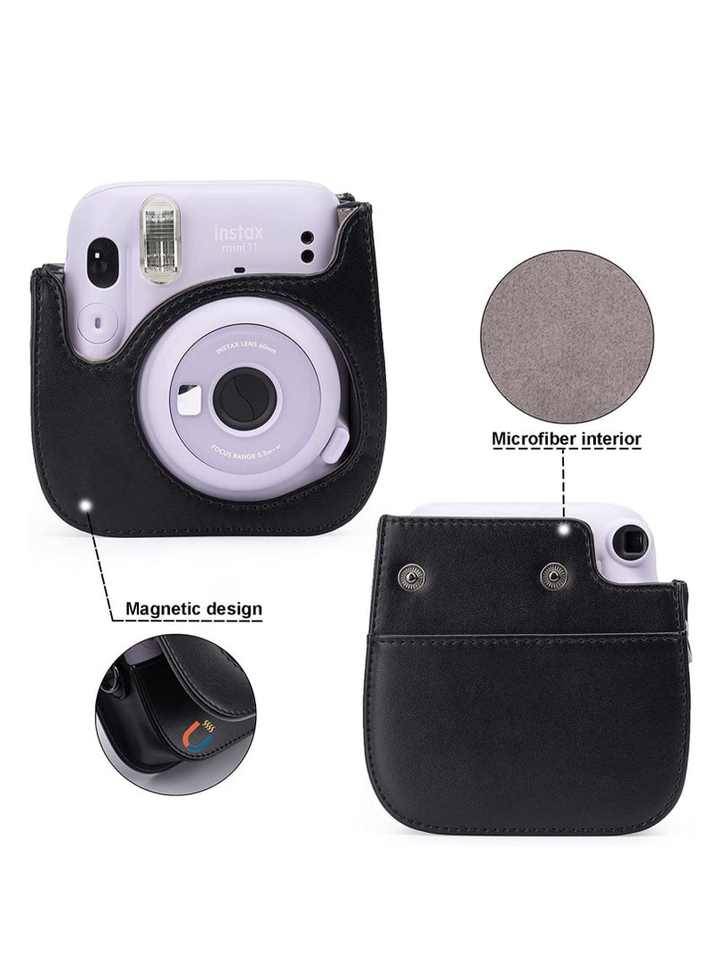 SYOSI PU Leather For Instax Camera Compact Case for Fujifilm Instax Mini 11/9/8/8+ Instant Film Camera Black Penguin - Image 3
