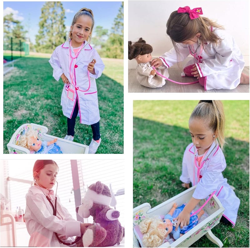 ANPHILE Kids Doctor Costume, Kids Doctor Coat Career Day Dress Up Costume for Toddler Girls Kids - Image 2