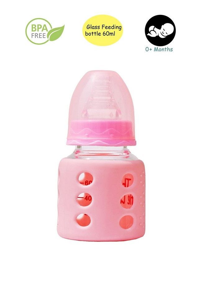 The Little Lookers High Borosilicate Glass Feeding Bottle For Baby Feeder For Newborn ; Super Soft Flow Control & Anti Colic Nipple For Infants Toddlerspink (60Ml)  - Image 5