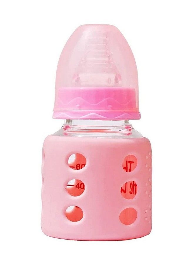 The Little Lookers High Borosilicate Glass Feeding Bottle For Baby Feeder For Newborn ; Super Soft Flow Control & Anti Colic Nipple For Infants Toddlerspink (60Ml)  - Image 1