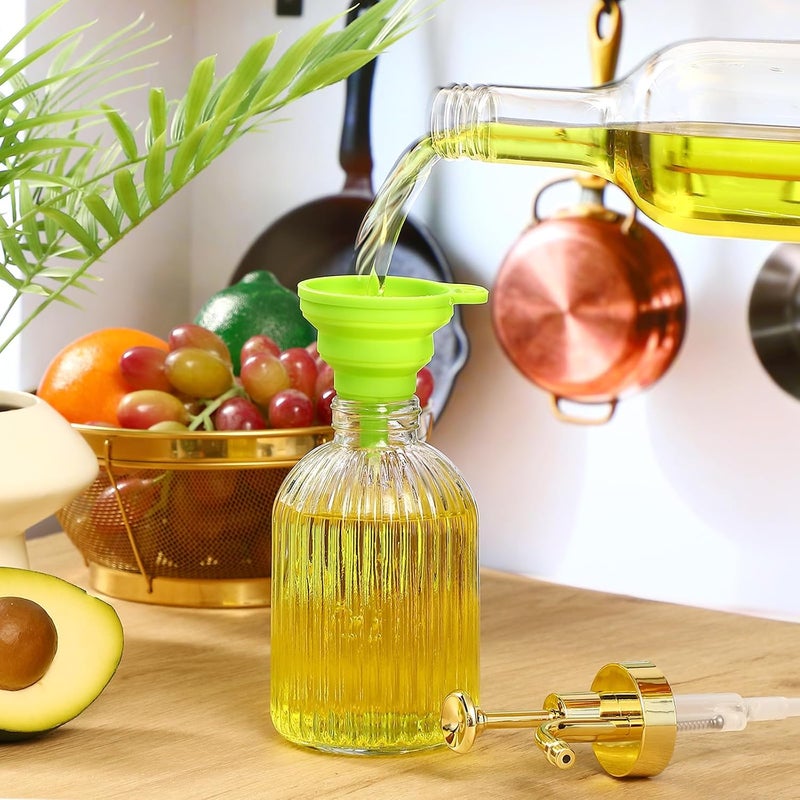 LemonRoad 4 قطع موزع شراب القهوة لبار القهوة 10 أونصة زجاج مضخة موزع مع مضخة ذهبية، مغرفة ذهبية وقمع لملحقات البار - Image 4