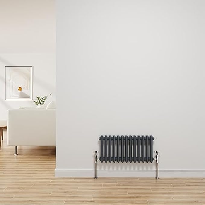 NRG TRADITIONAL RADIATOR ANTHRACITE CAST IRON 2 COLUMN HORIZONTAL CENTRAL HEATING BATHROOM RADIATORS 300X605MM - Image 2