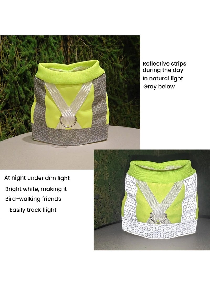 عام حزام طيور مضيء مع حبل قابل للإطلاق لببغاء البادجي، يُستخدم كمقود للتجول والطيران الخارجي، قطعة ملابس واقية فلورسنت لحماية الطائر أثناء الخروج. - Image 3