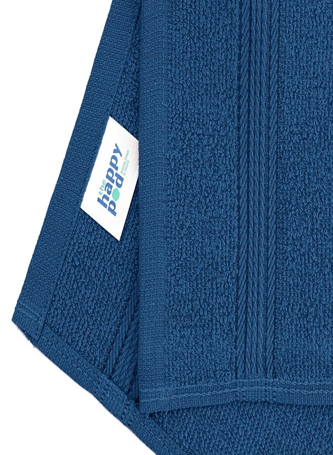 THE HAPPY POD Essential 100% Cotton Face Towel - Pack of 4, Soft & Absorbent, Quick Dry, Lightweight Towels for Face, Gym, Travel & Everyday Use| 30 x 30 cm - 380 GSM | Royal Blue - Image 5