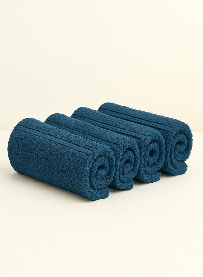 THE HAPPY POD Essential 100% Cotton Face Towel - Pack of 4, Soft & Absorbent, Quick Dry, Lightweight Towels for Face, Gym, Travel & Everyday Use| 30 x 30 cm - 380 GSM | Royal Blue - Image 1