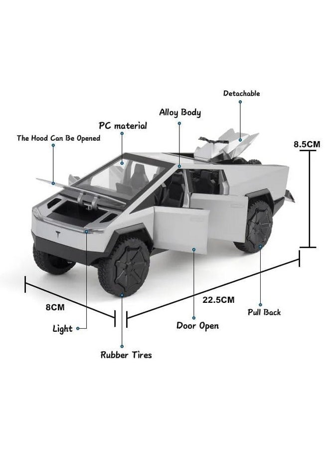 Sky Tech Sky Tech® Tesla Cyber Truck 1:24 Model Car Exclusive Alloy Metal Pull Back Die-cast Car Diecast Metal Toy car with Openable Doors & Light Music Best Gifts Toys Kids【Colors as Per Stock】  - Image 5