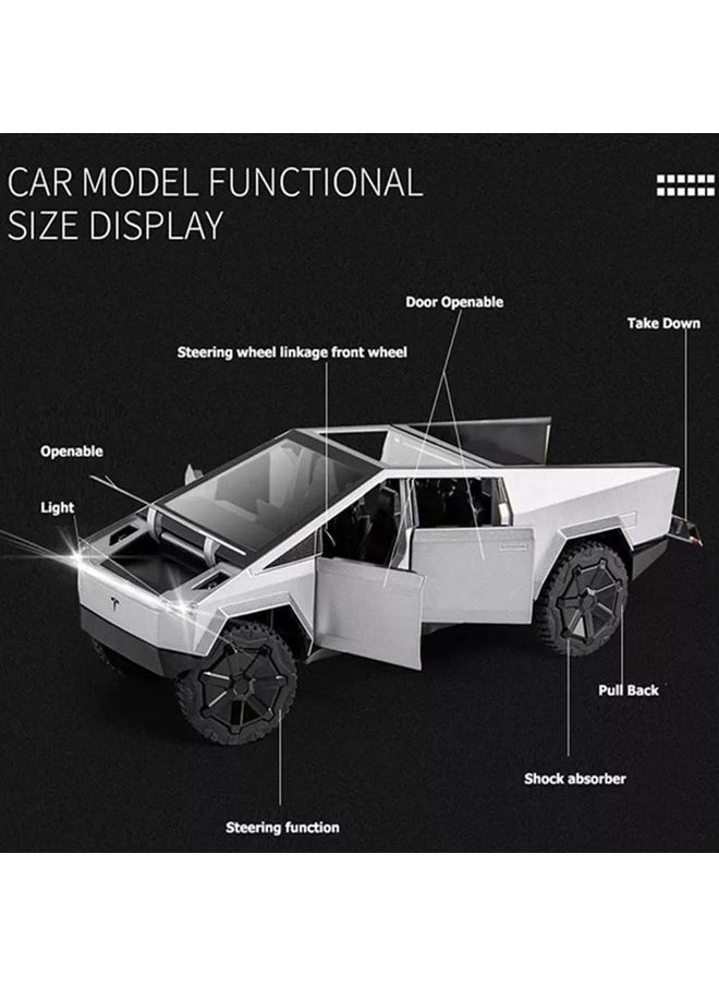 Sky Tech Sky Tech® Tesla Cyber Truck 1:24 Model Car Exclusive Alloy Metal Pull Back Die-cast Car Diecast Metal Toy car with Openable Doors & Light Music Best Gifts Toys Kids【Colors as Per Stock】  - Image 4