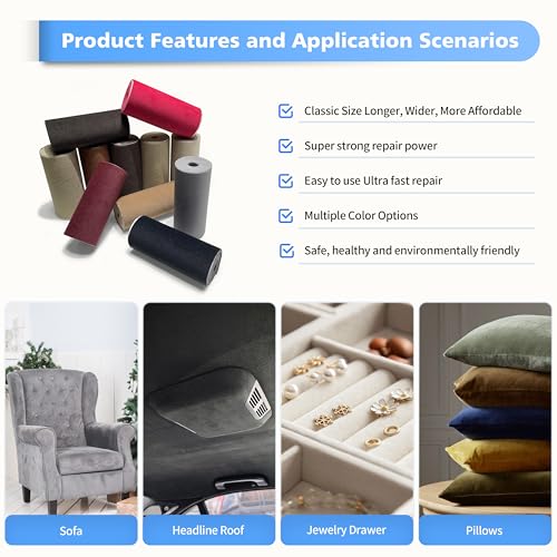 KING MOUNTAIN Couch Fabric Repair Patch, Fabric Patches for Furniture, 4" x 63" Waterproof Velvet Repair Tape for Sofas, Car Seats, Furniture, Upholstery Fabrics and Velvet Goods. （Beige） - Image 5