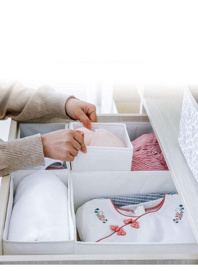 Pack Of 6 Storage Box Underwear Underwear Socks Storage Box Drawer Type Fabric Box White - Image 5