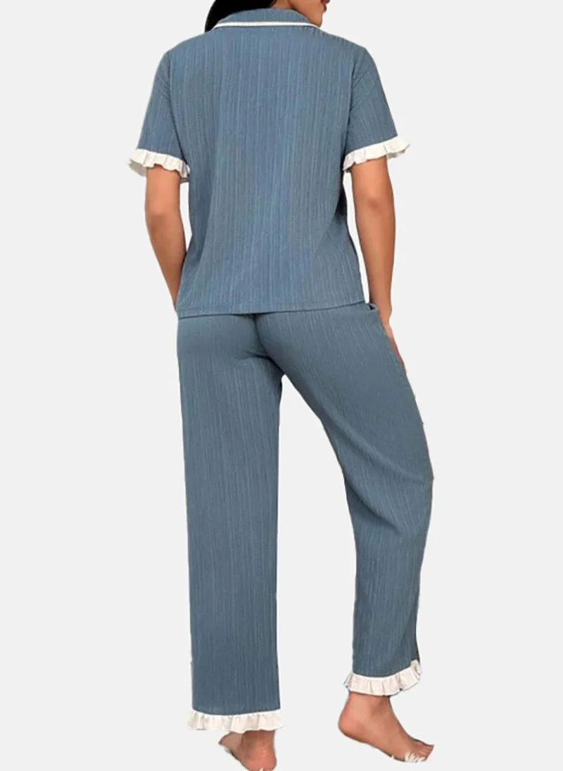 يونيكي Blue Solid Pyjamas & Shirt