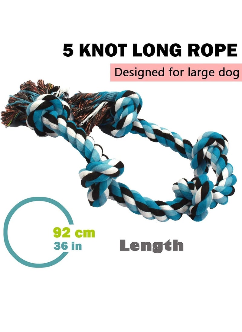 Dog Rope Toy Interactive Tug of War Toy for Aggressive Large and Medium Breed Chewers Heavy Duty Cotton Chew Toy with 5 Knots Relieves Stress Boredom and Clean Their Teeth