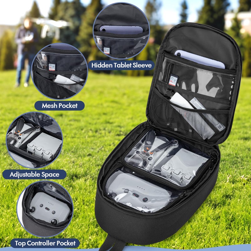 PGmoon Carrying Case Compatible with DJI Mini 3 / Mini 4 Pro, Sling Travel Drone Carrying Case with Multi-Pockets for RC Controller, Charging Hub and More Accessories (Patent Design) - Image 2