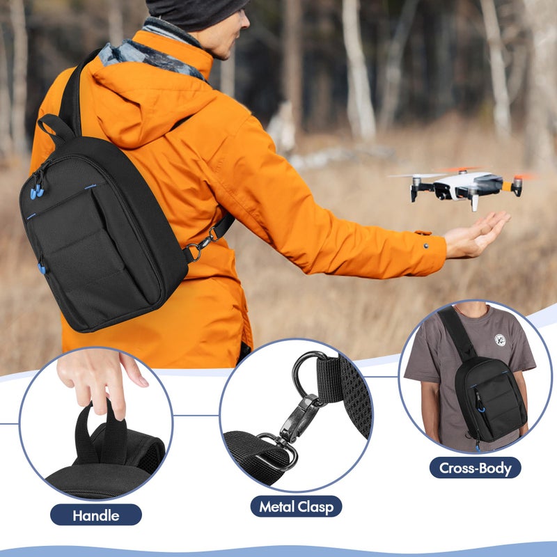 PGmoon Carrying Case Compatible with DJI Mini 3 / Mini 4 Pro, Sling Travel Drone Carrying Case with Multi-Pockets for RC Controller, Charging Hub and More Accessories (Patent Design) - Image 5
