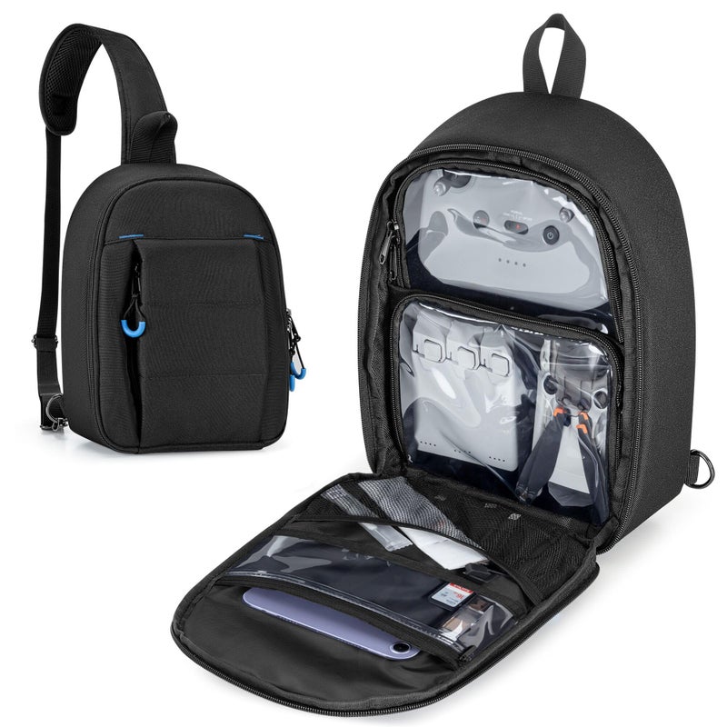 PGmoon Carrying Case Compatible with DJI Mini 3 / Mini 4 Pro, Sling Travel Drone Carrying Case with Multi-Pockets for RC Controller, Charging Hub and More Accessories (Patent Design) - Image 1