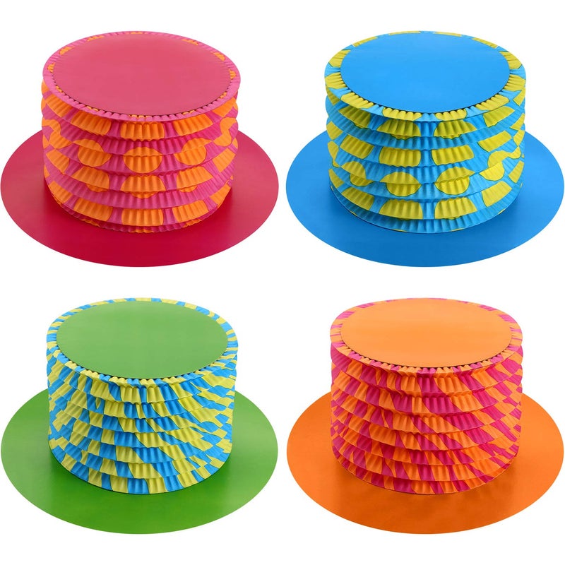 JOVITEC 8 Pcs 116 Inch Mad Hatter Tea Party Hats Decorations Cardboard Paper Fold Top Hats for Costume Accessory Party Supplies - Image 3