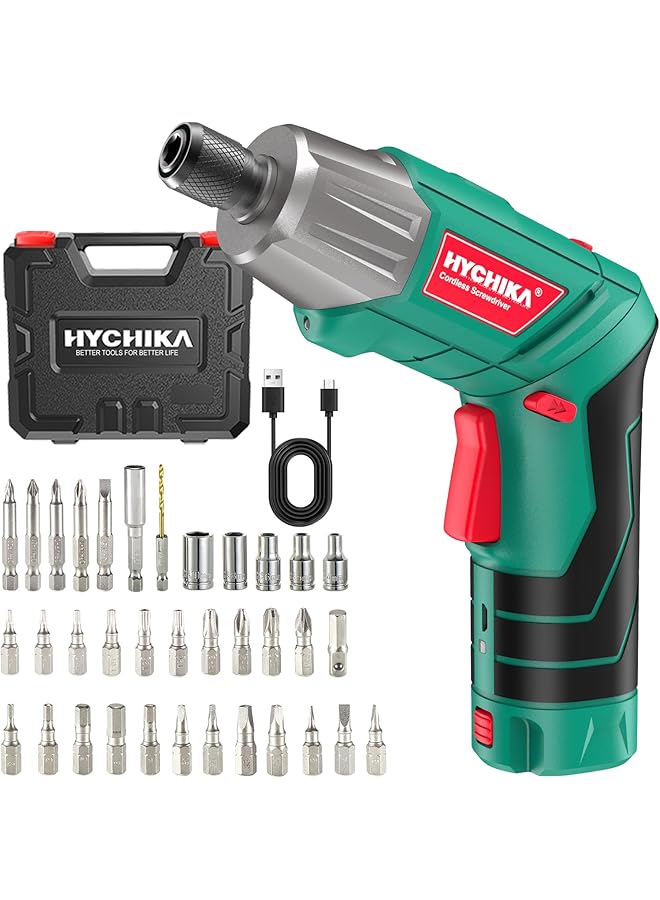 erorex Electric Screwdriver 6Nm Torque Cordless Screwdriver 2000Mah 3.6V With 35 Accessories Led Light And Rear Flashlight Usb Cable And Storage Box - Image 1