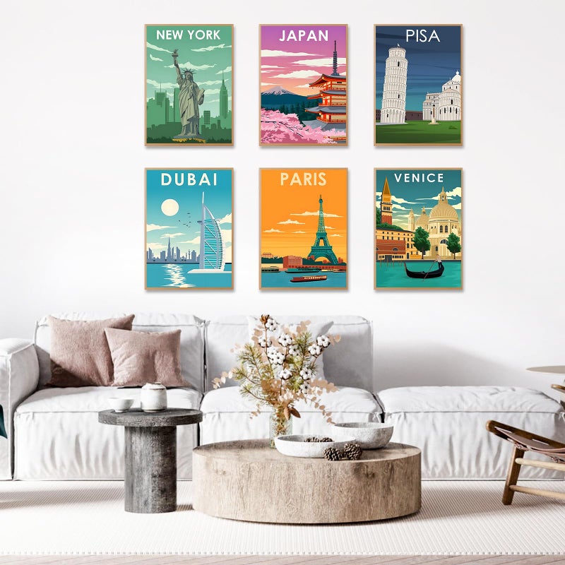 Okarina 6 Pack Paint by Numbers Kit for Adults Beginner, City Landscape Adult Paint by Number Kits on Canvas, City Travel DIY Acrylic Oil Painting by Numbers Kits, Perfect for Home Decor 10x14 Inch - Image 4