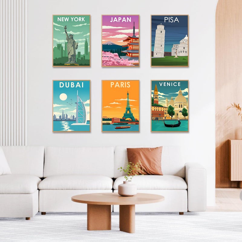 Okarina 6 Pack Paint by Numbers Kit for Adults Beginner, City Landscape Adult Paint by Number Kits on Canvas, City Travel DIY Acrylic Oil Painting by Numbers Kits, Perfect for Home Decor 10x14 Inch - Image 3
