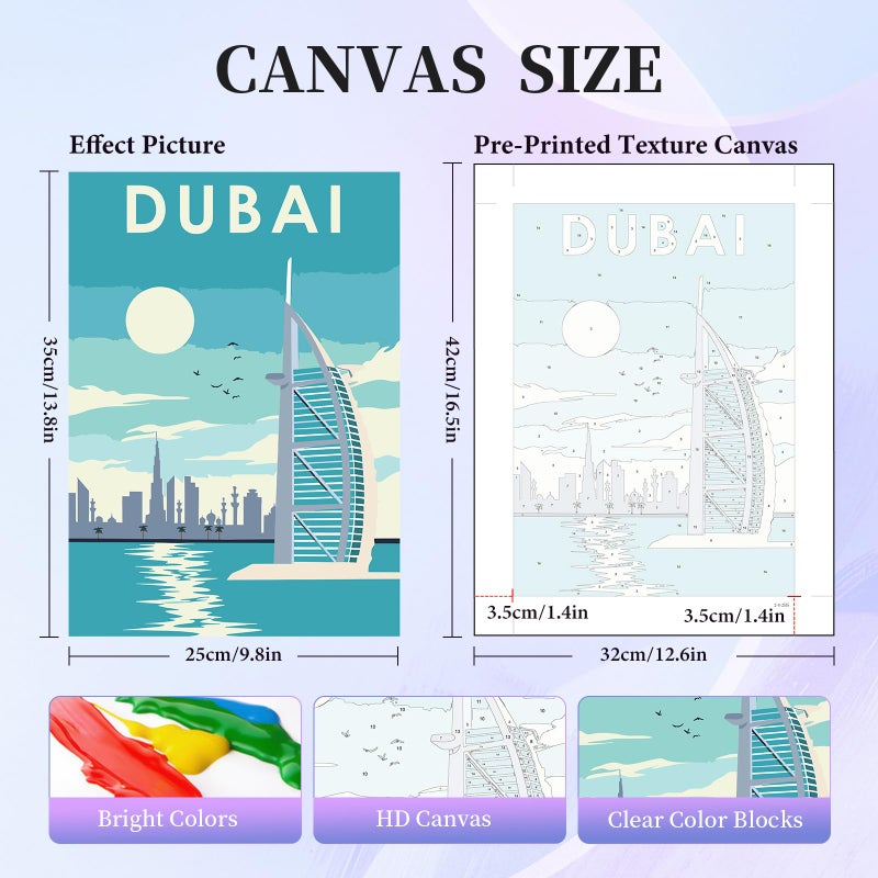 Okarina 6 Pack Paint by Numbers Kit for Adults Beginner, City Landscape Adult Paint by Number Kits on Canvas, City Travel DIY Acrylic Oil Painting by Numbers Kits, Perfect for Home Decor 10x14 Inch - Image 2