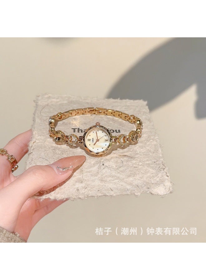 GEDI Elegant Gold Bracelet Watch | Women's Fashion Mother-of-Pearl Dial Diamond-Embedded Wristwatch