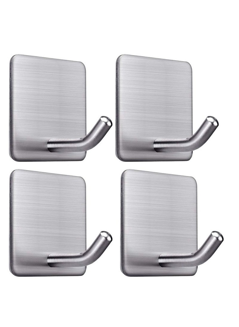 Excefore Heavy Duty Adhesive Hooks Towel Hook Stick on Hooks Wall Hangers Waterproof Stainless Steel Sticky Hooks for Hanging Bathroom Kitchen Home 4 Packs  - Image 1