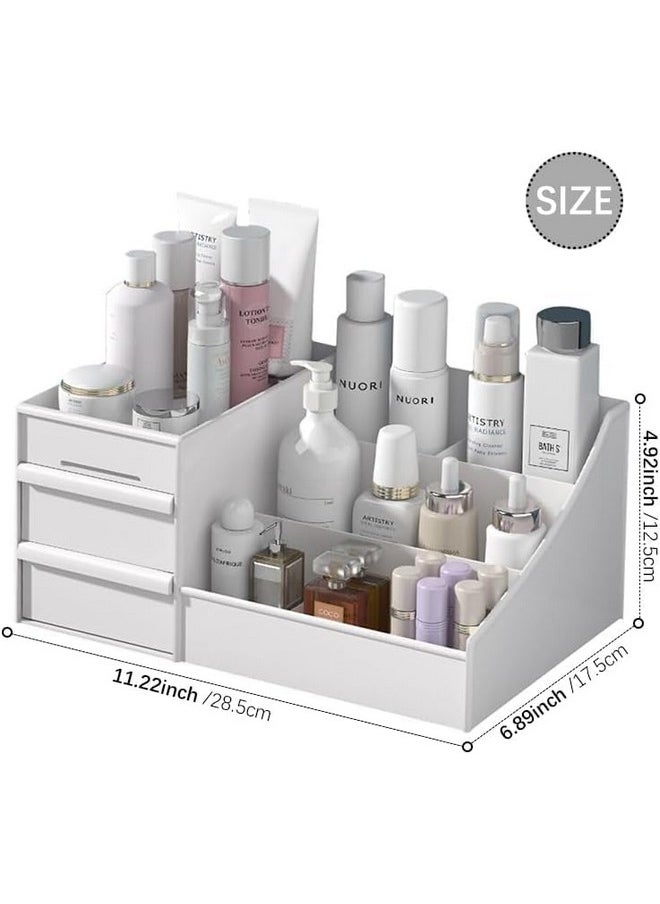 INOVERA (LABEL) INOVERA Makeup Organizer with Drawers | Countertop Cosmetics Display Case for Dressing Table | Vanity storage Holder Box (White)  - Image 2