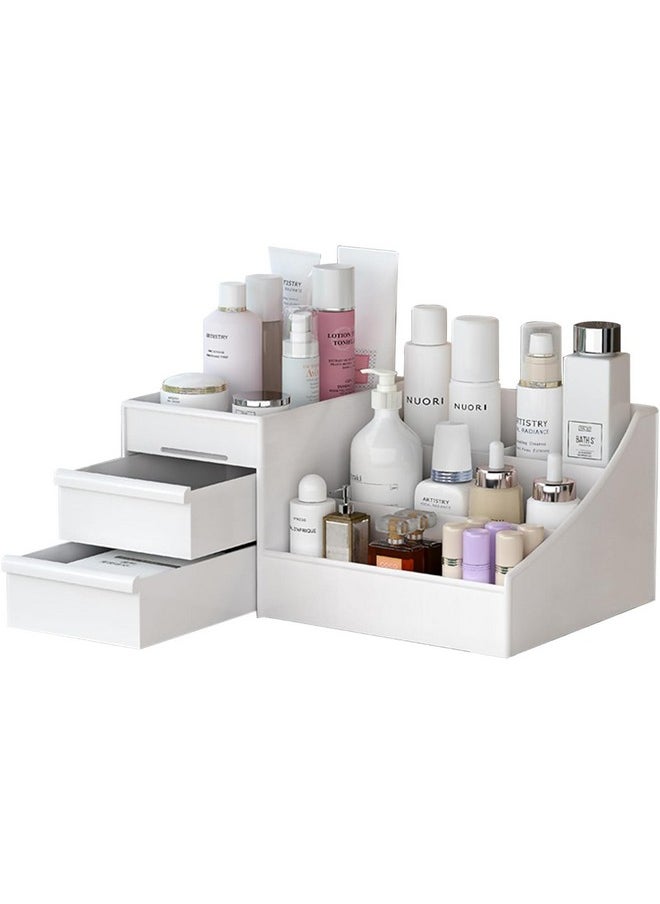 INOVERA (LABEL) INOVERA Makeup Organizer with Drawers | Countertop Cosmetics Display Case for Dressing Table | Vanity storage Holder Box (White)  - Image 3
