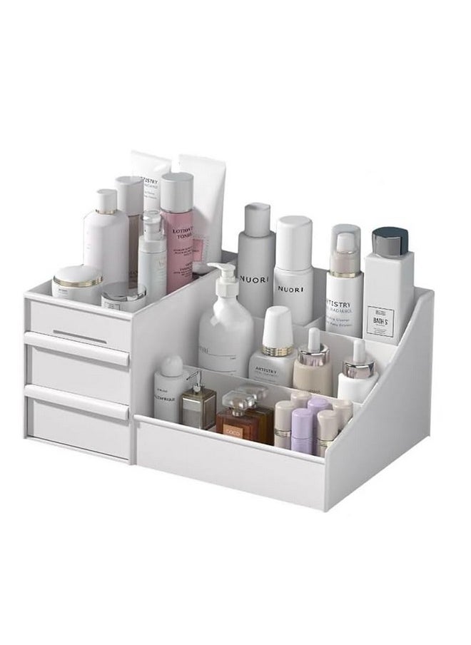 INOVERA (LABEL) INOVERA Makeup Organizer with Drawers | Countertop Cosmetics Display Case for Dressing Table | Vanity storage Holder Box (White)  - Image 1