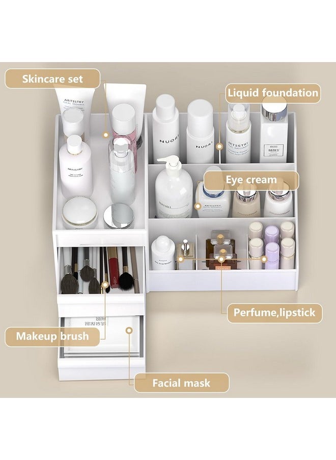INOVERA (LABEL) INOVERA Makeup Organizer with Drawers | Countertop Cosmetics Display Case for Dressing Table | Vanity storage Holder Box (White)  - Image 5