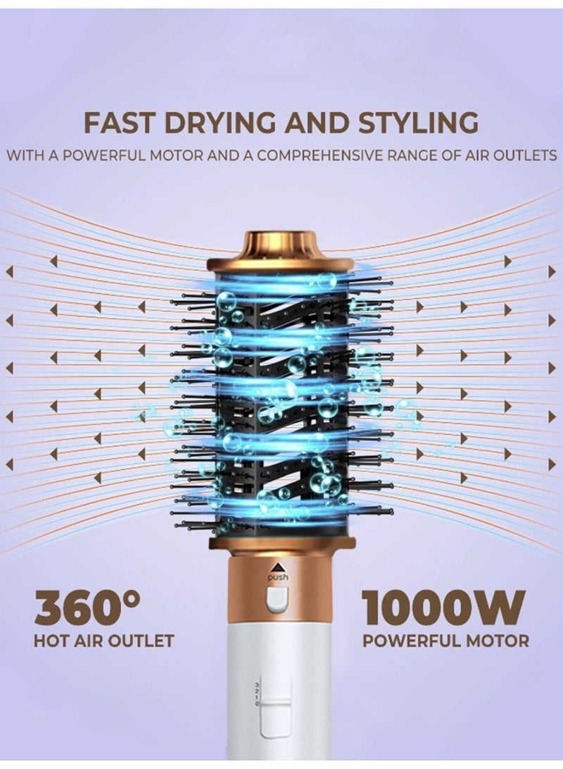 BESTIS 6 In 1 Hair Dryer Brush Hot Comb Set and Straightener Styling Tool 1000W White and Gold - Image 3