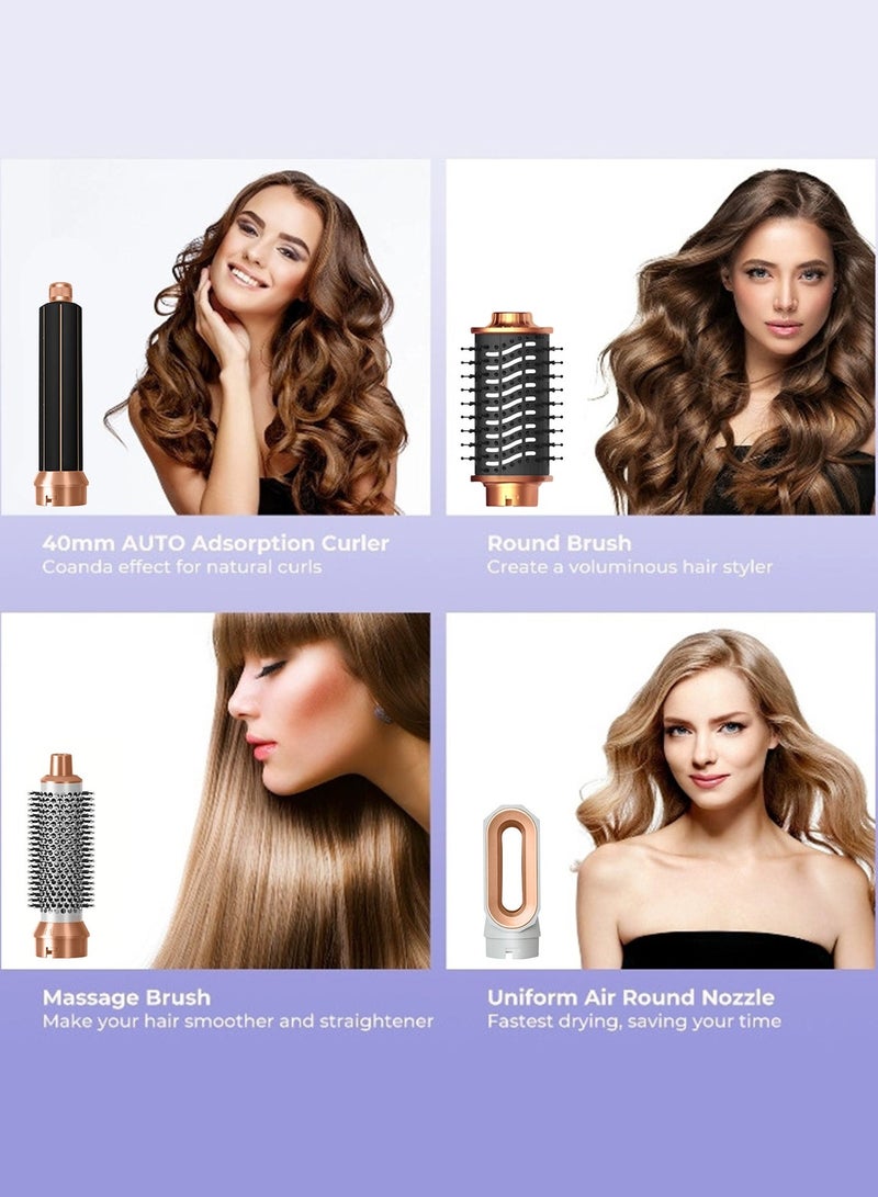 BESTIS 6 In 1 Hair Dryer Brush Hot Comb Set and Straightener Styling Tool 1000W White and Gold - Image 5