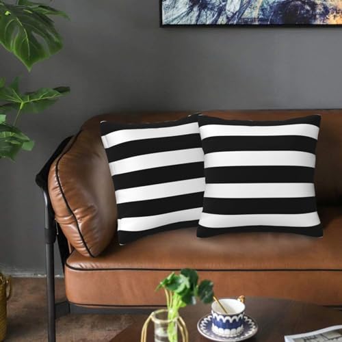 Poream Stripe Black and White Farmhouse Throw Pillow Covers 18x18 in Pillow Case Soft Outdoor Pillow case Cushion Covers Set of 2 for Sofa Bed Bedroom Car Chair Living Room Home Decorative - Image 4