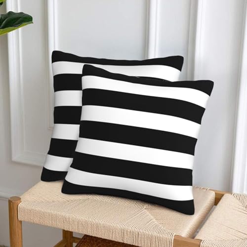 Poream Stripe Black and White Farmhouse Throw Pillow Covers 18x18 in Pillow Case Soft Outdoor Pillow case Cushion Covers Set of 2 for Sofa Bed Bedroom Car Chair Living Room Home Decorative - Image 3