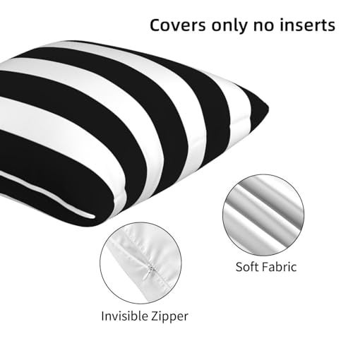 Poream Stripe Black and White Farmhouse Throw Pillow Covers 18x18 in Pillow Case Soft Outdoor Pillow case Cushion Covers Set of 2 for Sofa Bed Bedroom Car Chair Living Room Home Decorative - Image 5