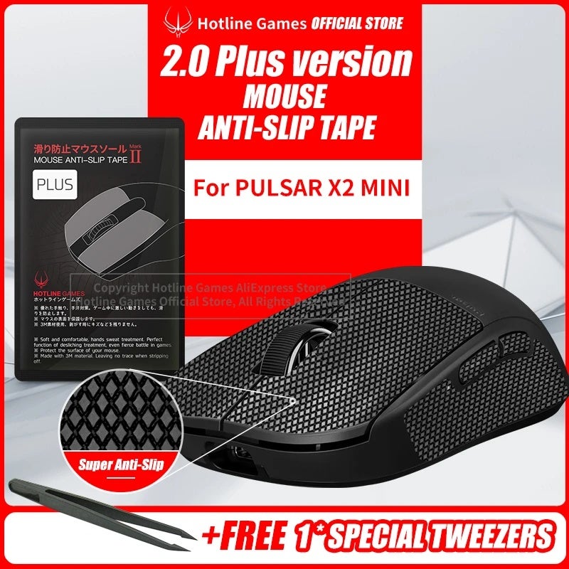 Hotline Games 2.0 Plus Mouse Anti-slip Grip Tape for Pulsar X2 Mini Wireless, Grip Upgrade, Moisture Wicking, Easy to Apply - Image 1