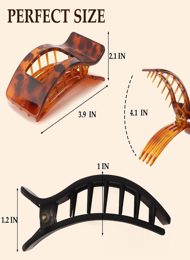 Didder 6 Pack Lay Flat Large Hair Claw Clips for Women Thick Fine Medium Long Hair Neutral Duckbill Hair Claws Clip Barrettes Neutral Black Brown White Nude Tortoise Amber Matte Smooth - Image 2