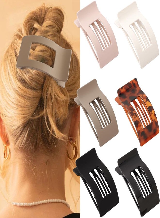 Didder 6 Pack Lay Flat Large Hair Claw Clips for Women Thick Fine Medium Long Hair Neutral Duckbill Hair Claws Clip Barrettes Neutral Black Brown White Nude Tortoise Amber Matte Smooth - Image 1