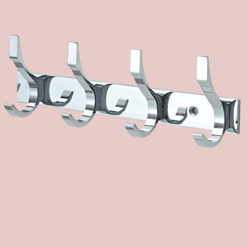 MOTIQO S Shape 4 Pin Bathroom Cloth Hooks Hanger Wall Bedroom Bathroom Robe Hooks Rail for Hanging KeysClothes Black Set2 - Image 3