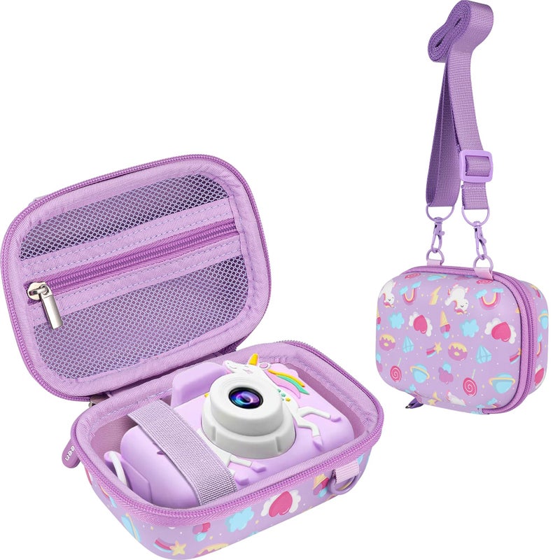 Leayjeen Kids Camera Case Compatible with Goopow/Dwfit/Slothcloud/Colofree/KIZJORYA Kids Camera Toys and Children Digital Video Camera,Best Christmas and birthday gifts-Purple Unicorn(Case Only) - Image 1