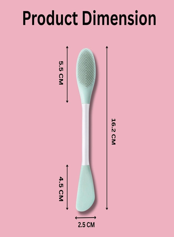 Hian Facial Brush and Applicator Tool, Double-Ended TPR Material Bristle Cleansing Brush & Spatula Mask Applicator for Clay, Mud, Cream Masks, Serums & Moisturizers (Pack of 2, Multicolor) - Image 2