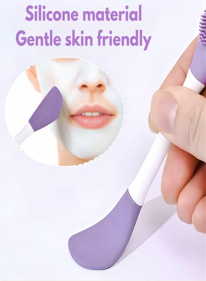 Hian Facial Brush and Applicator Tool, Double-Ended TPR Material Bristle Cleansing Brush & Spatula Mask Applicator for Clay, Mud, Cream Masks, Serums & Moisturizers (Pack of 2, Multicolor) - Image 5