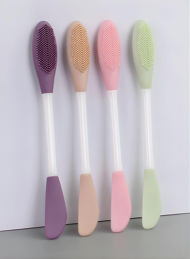 Hian Facial Brush and Applicator Tool, Double-Ended TPR Material Bristle Cleansing Brush & Spatula Mask Applicator for Clay, Mud, Cream Masks, Serums & Moisturizers (Pack of 2, Multicolor) - Image 4