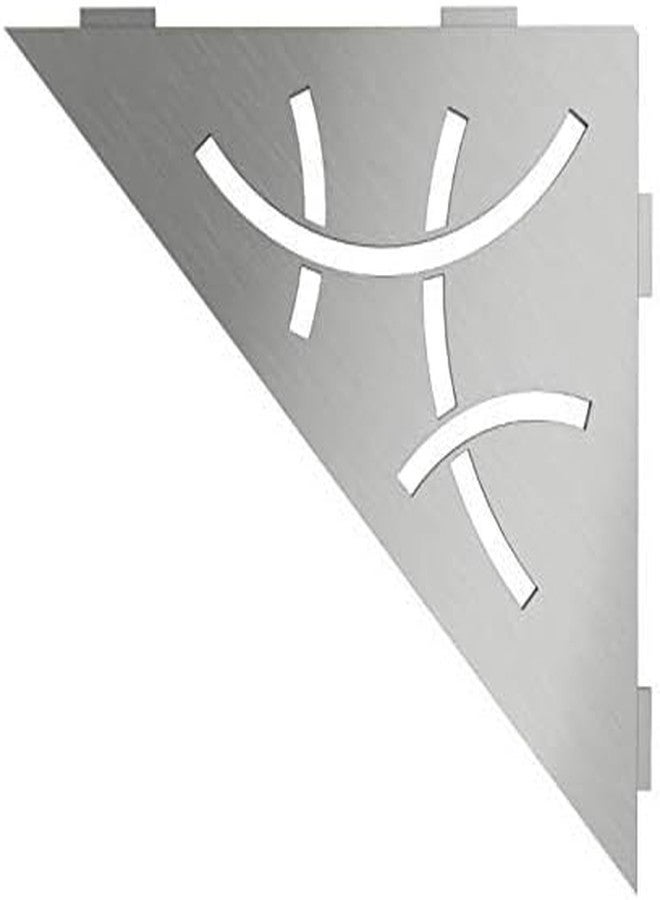 Schluter Triangular Corner Shelf for Tiled Walls - Curve Design, Stainless Steel Material, Brushed Stainless Steel Finish, 3/32" Thick Anchoring Tabs - SES1D6EB - Image 1