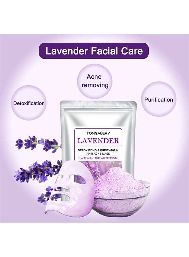 تونيزابري قناع اللافندر لتطهير وتنقية ومكافحة حب الشباب، مسحوق شفاف مرطب، قناع وجه قابل للإزالة بمسحوق لتطهير وتنقية ومكافحة حب الشباب، مسحوق قناع وجه شفاف مرطب لبشرة الوجه للنساء والرجال 20 جم - Image 2