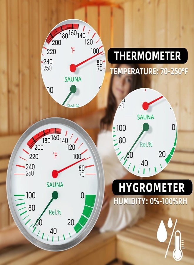 defull Stainless Steel Sauna Hygrometer Thermometer with Color-Coded Dial 5" Large Display,70-250°F, 0-100%,Heat-Resistant,Easy to Read Humidity Temperature Gauge for Home Spa, Steam Rooms - Image 5