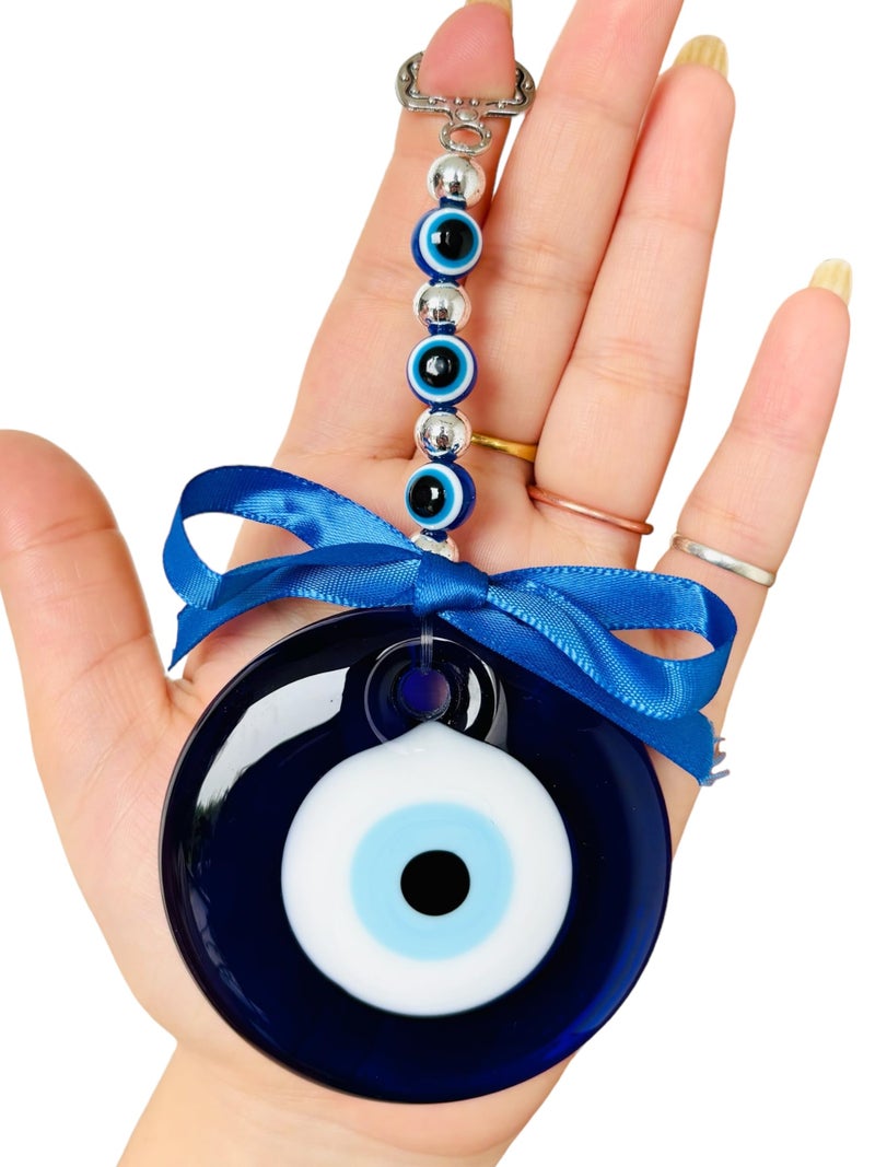 WARMINGO DE Evil Eye Hanging for Home & Office | Turkish Evil Eye for Good Luck & Prosperity | Evil Eye Wall Hanging Main Door Entrance Nazar battu (7 cm) - Image 1