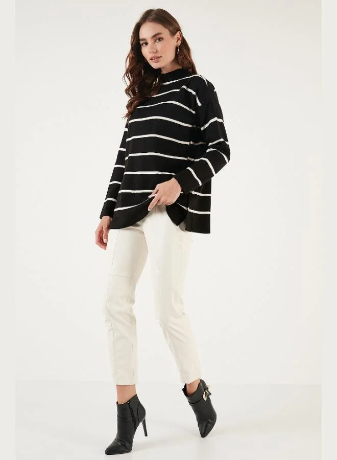 Lela Lela Striped High Neck Onesize Knit Sweater Women's SWEATER 4615197Y