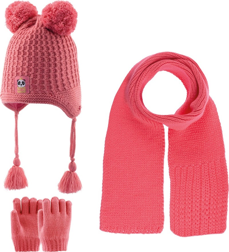 Kitti 1-4 Years Old Baby Girl & Child Scarf Beanie Gloves 3 Piece Set 